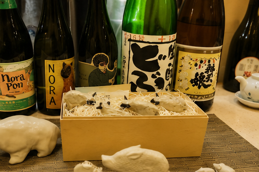 ずらりと並ぶ地酒とお通し